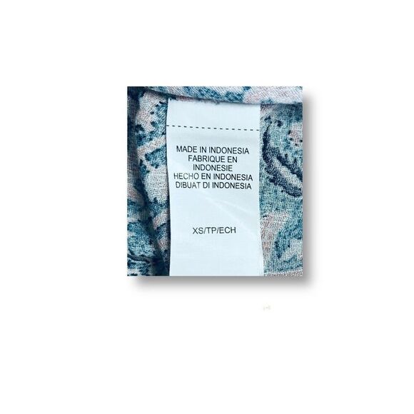 Lucky Brand XS Boho Blouse Pink Blue Mixed Floral Viscose V-Neck Back Pleat Top - Picture 7 of 7